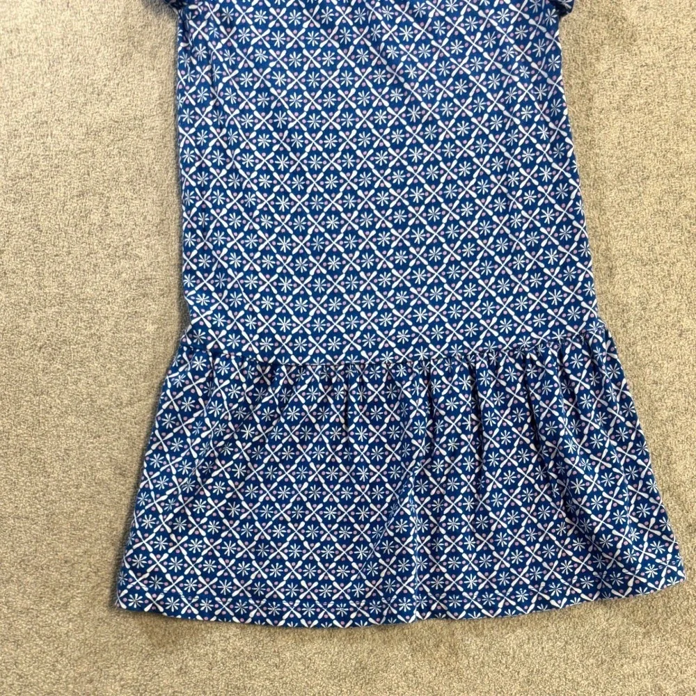 Carters Dress Girls 6/6x Blue White Geometric Floral Drop Waist‎ Short Slv